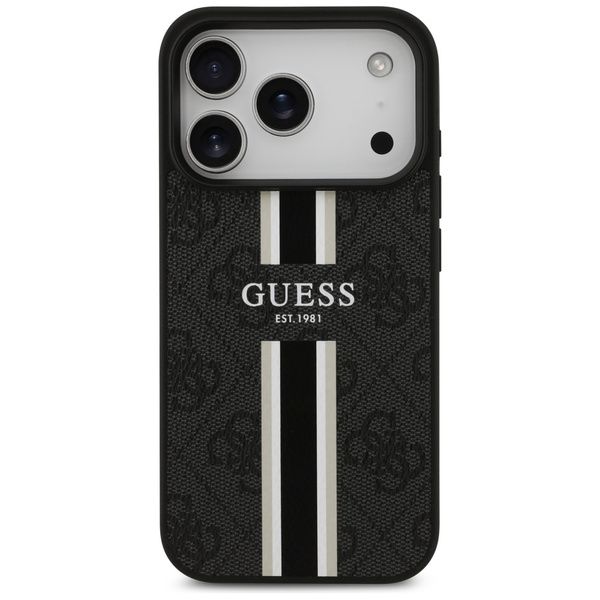 Etui Guess 4G Printed Stripes MagSafe do iPhone 17 Pro czarny