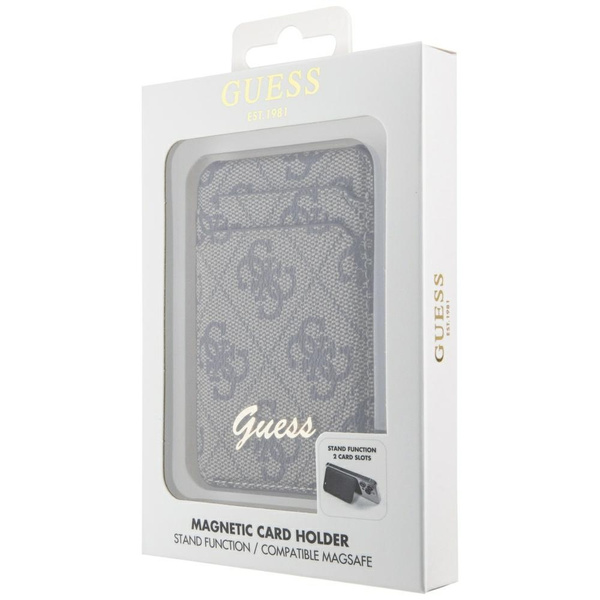 Guess Wallet Card Slot Stand GUWMSHG4SHW brązowy/brown MagSafe 4G Classic Logo