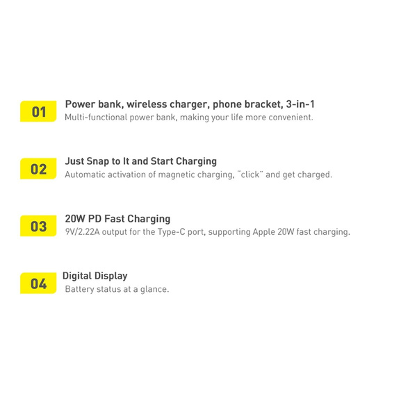 Baseus Magnetic Bracket power bank with wireless charging MagSafe 10000mAh 20W Overseas Edition pink (PPCX000204) + USB Type C cable Baseus Xiaobai Series 60W 0.5m