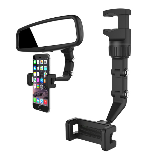 ADJUSTABLE HANDLE FOR A BLACK SMARTPHONE CAR MIRROR
