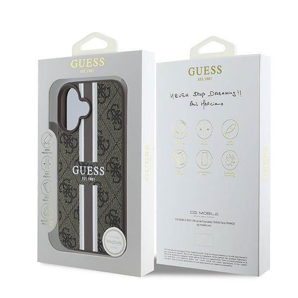 Guess GUHMP16MP4RPSW iPhone 16 Plus6.7" brązowy/brown hardcase 4G Printed Stripes MagSafe