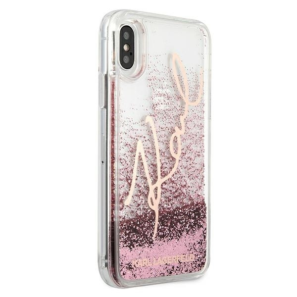 KARL LAGERFELD KLHCPXTRKSRG IPHONE X/XS RÓŻOWO-ZŁOTY/ROSE GOLD GLITTER SIGNATURE