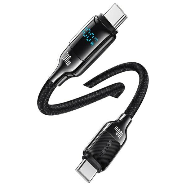 USAMS Kabel USB-C na USB-C 100W 1,2m      Digital Display Zinc Alloy Fast Charging Data Cable HX Series SJ742USB01 (US-SJ742)