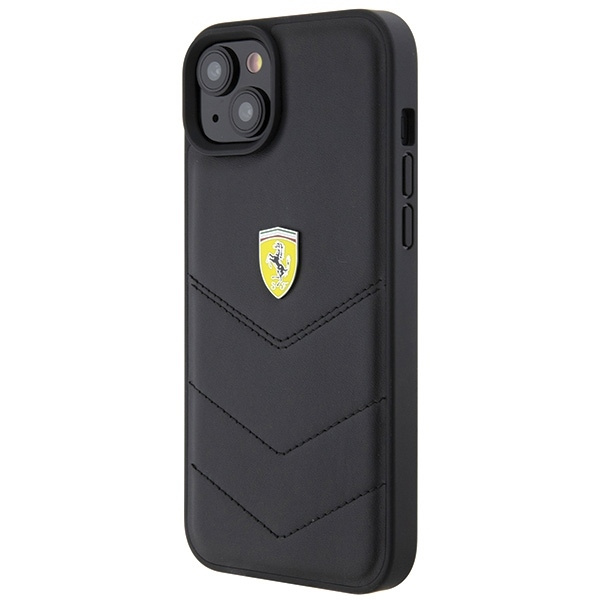 Etui Ferrari Quilted Metal Logo do iPhone 15 Plus - czarne