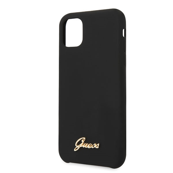 Guess GUHCN65LSLMGBK iPhone 11 Pro Max black/czarny hard case Silicone Vintage Gold Logo