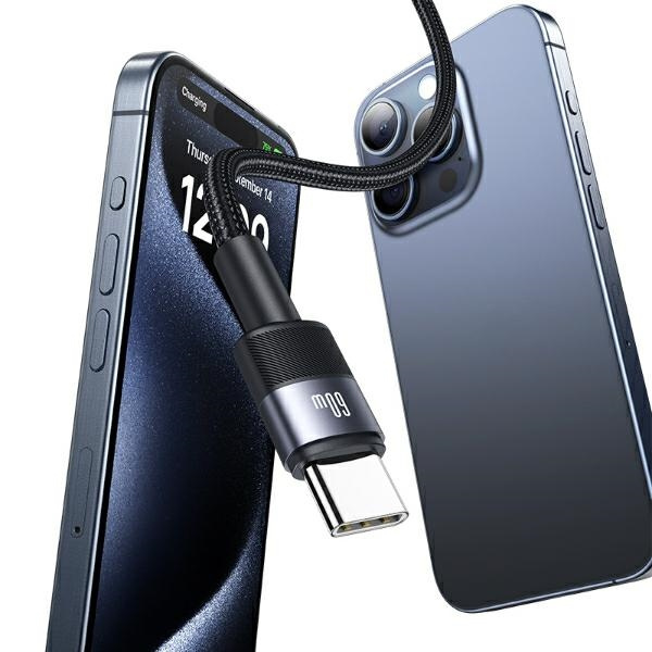 USAMS Kabel USB-C na USB-C 60W 1,2m Fast  Charging stalowy/tarnish SJ724USBSG01 (US-SJ724)