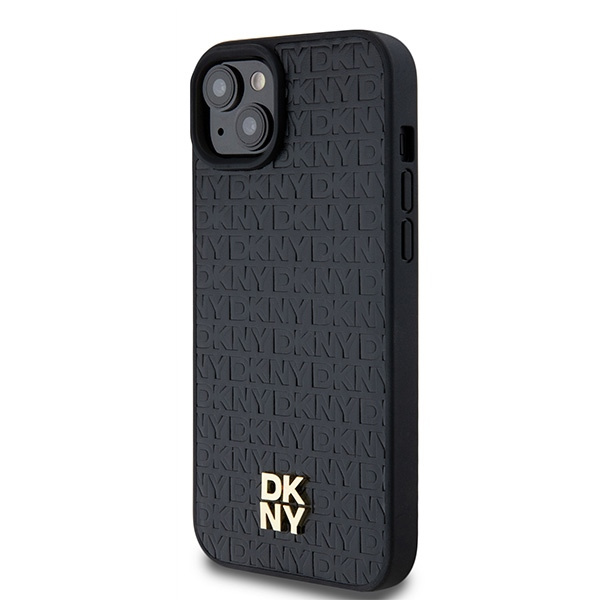 DKNY DKHMP15MPSHRPSK iPhone 15 Plus /14 Plus 6.7" czarny/black hardcase Leather Monogram Pattern Metal Logo MagSafe