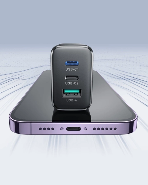 Joyroom JR-TCF10 fast charger 2x USB-C USB-A 32W - black