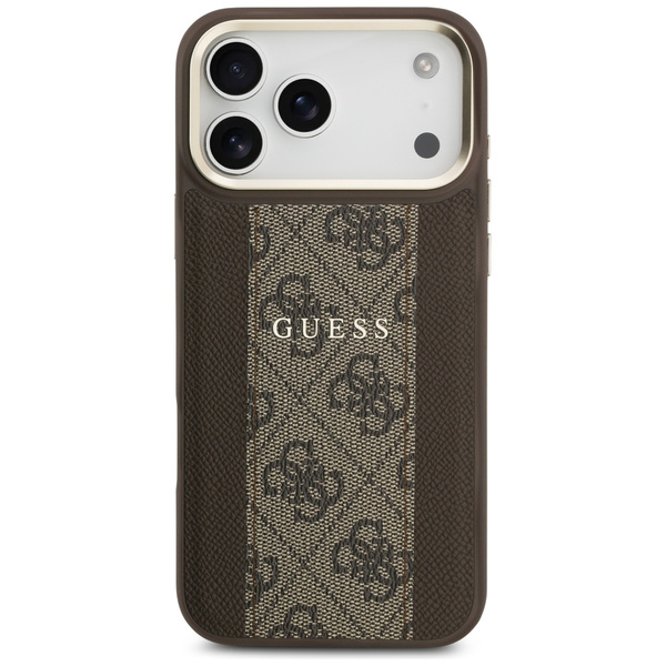 Etui Guess 4G Stripe MagSafe do iPhone   17 Pro Max brązowy