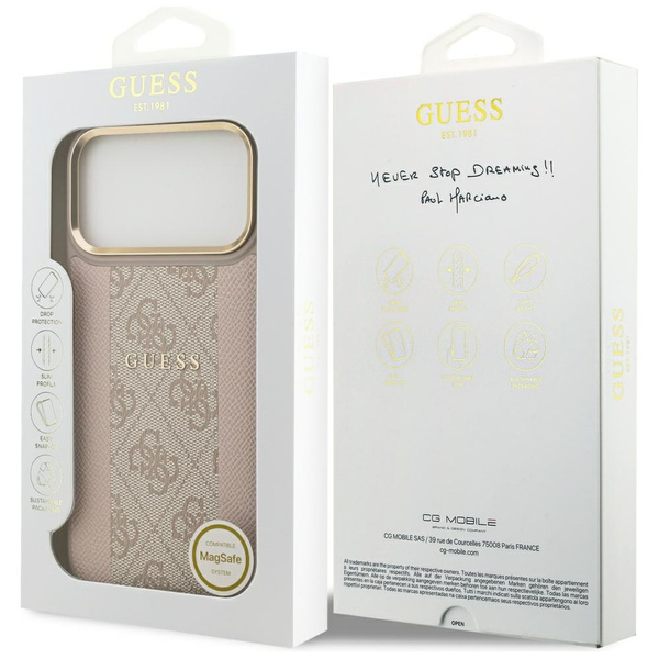 Etui Guess 4G Stripe MagSafe do iPhone   17 Pro Max różowy