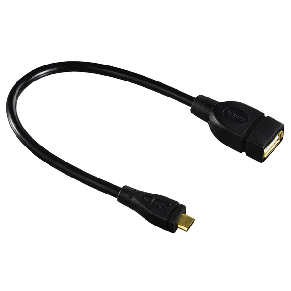 HAMA KABEL OTG USB A GN/MICRO B WT, 15 CM CZARNY