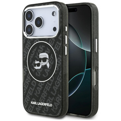 Etui Karl Lagerfeld IML Glitter Karl &   Choupette Heads Logo MagSafe do iPhone 17 Pro czarny