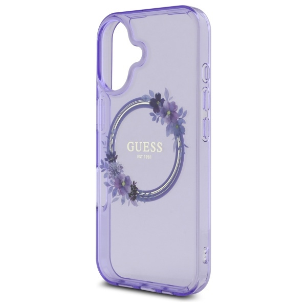 Guess GUHMP16SHFWFCU iPhone 166.1" fioletowy/purple hardcase IML Flowers Wreath MagSafe