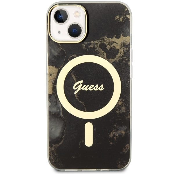 Guess GUHMP14SHTMRSK iPhone 14 / 15 / 136.1" czarny/black hardcase Golden Marble MagSafe
