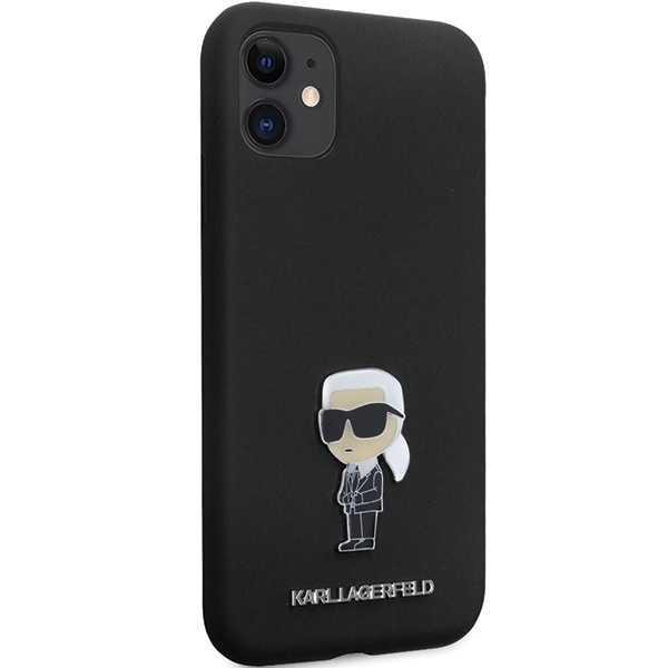 Etui Karl Lagerfeld Silicone Ikonik Metal Pin na iPhone 11 / Xr - czarne