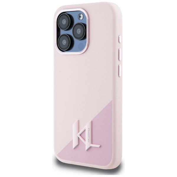 Etui Karl Lagerfeld Silicone Shadow       Metal Initial MagSafe do iPhone 15 Pro Max różowy