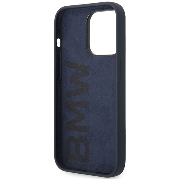 Etui BMW Silicone Metal Logo na iPhone 14 Pro - granatowe
