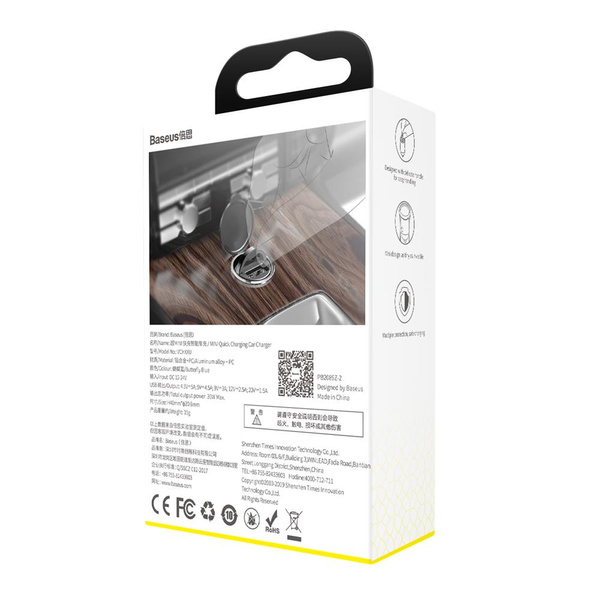 Baseus Tiny Star mini smart USB car charger 30W Quick Charge 3.0 gray (VCHX-A0G)