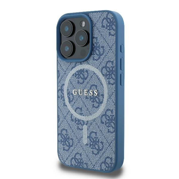 Guess GUHMP16LG4GFRB iPhone 16 Pro6.3" niebieski/blue hardcase 4G Ring Classic Logo MagSafe