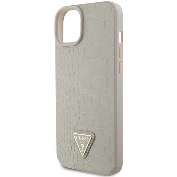 Guess GUHCP15SPCRTHCD iPhone 15 / 14 / 13 6.1" złoty/gold hardcase Croco Triangle Metal Logo