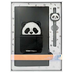 Nimmy Zestaw 2w1 notatnik + długopis czarny/black Big Eyed Pet 2.0 Panda