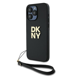 DKNY DKHCP15XPBSWSK iPhone 15 Pro Max6.7" czarny/black hardcase Wrist Strap Stock Logo