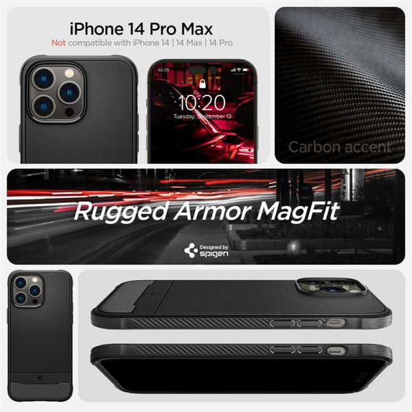 SPIGEN RUGGED ARMOR MAG MAGSAFE IPHONE 14 PRO MAX MATTE BLACK
