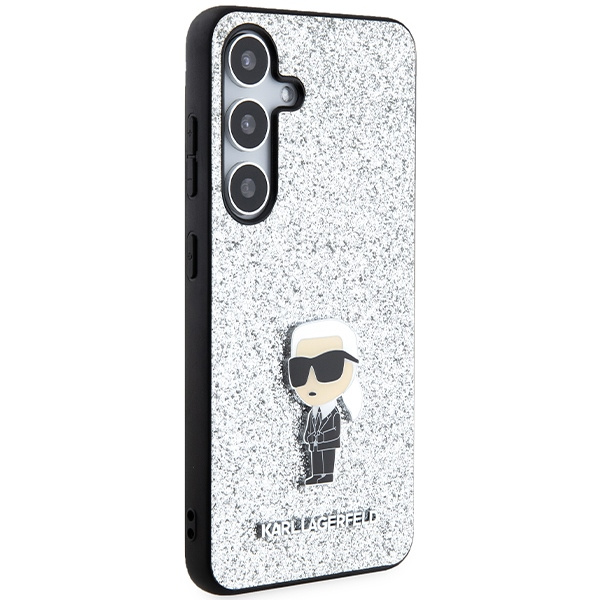 KARL LAGERFELD KLHCS24SGCNPSG S24 S921 SREBRNY/SILVER HARDCASE FIXED GLITTER IKONIK LOGO METAL PIN