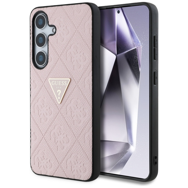 Etui Guess Hot Stamp 4G Pattern Triangle Metal Logo do Samsung Galaxy S25 różowy