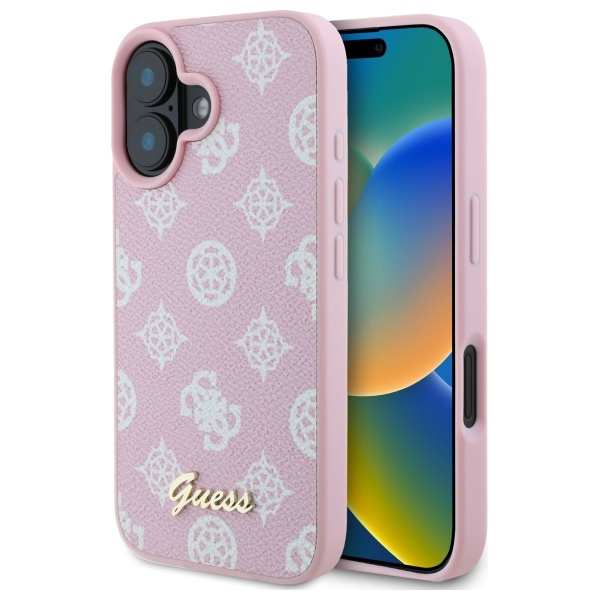 Guess GUHMP16SPGPYSP iPhone 16 6.1" różowy/pink hardcase Peony Script MagSafe
