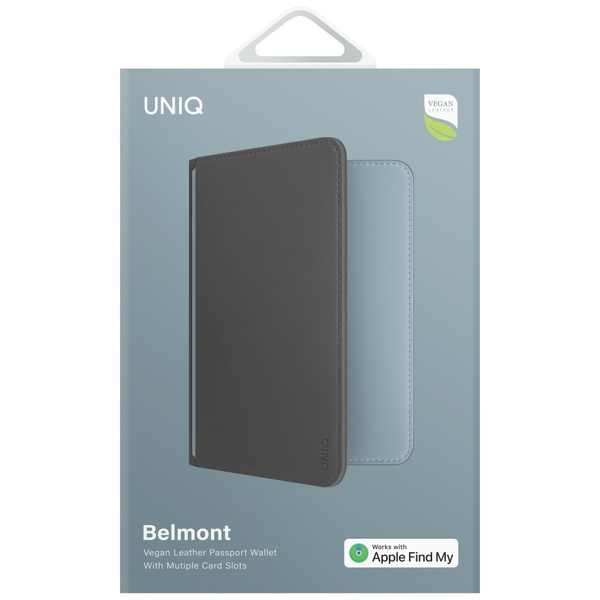 Etui na paszport UNIQ Belmont z Apple    Find My blokada RFID szaro niebieski