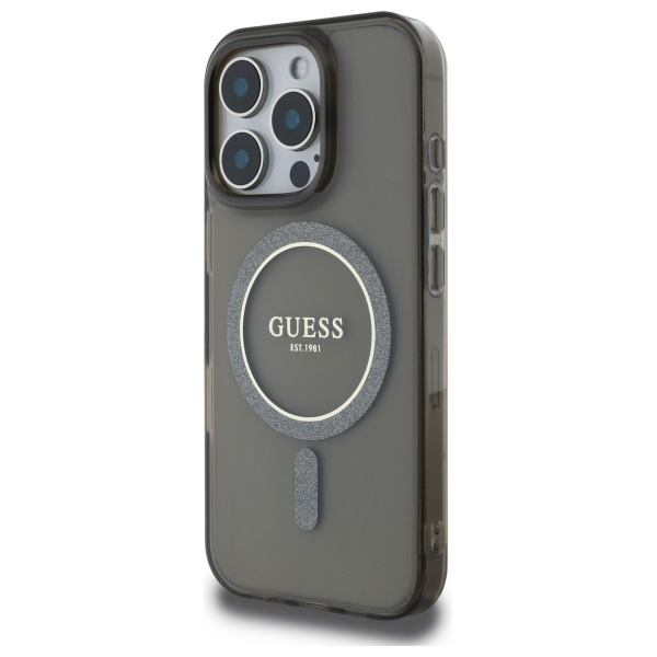Guess GUHMP16XHFGEREK iPhone 16 Pro Max  6.9" czarny/black hardcase IML Glitter Circle MagSafe