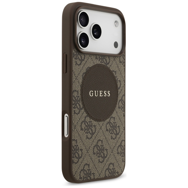 Etui Guess 4G Circle Classic Logo MagSafe do iPhone 17 Pro Max brązowy