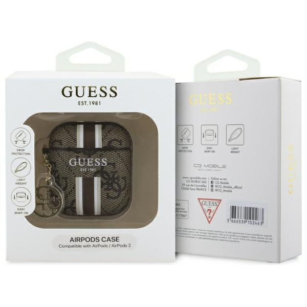 Guess GUA2P4RPSW AirPods 1/2 cover       brązowy/brown 4G Printed Stripes Charm