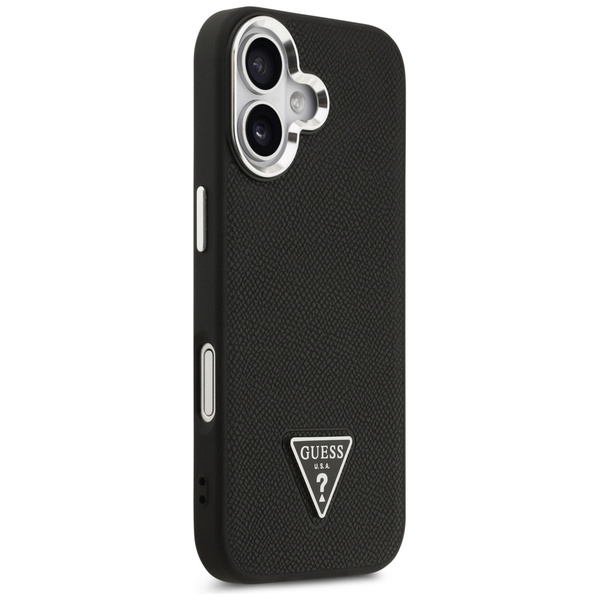 Etui Guess Grained Triangle Logo MagSafe do iPhone 17 czarny