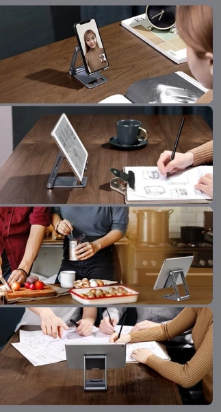 Ugreen metalowa aluminiowa składana podstawka na telefon tablet szary (LP263 80708)