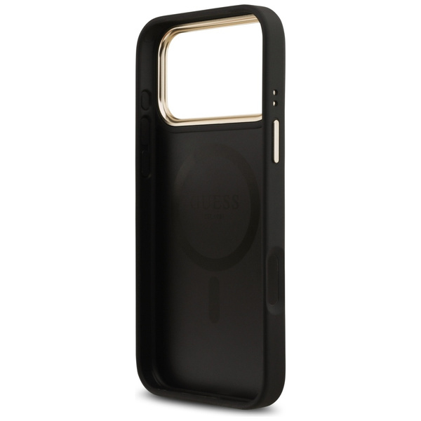 Etui Guess Grained Strass Logo MagSafe   do iPhone 17 Pro Max czarny