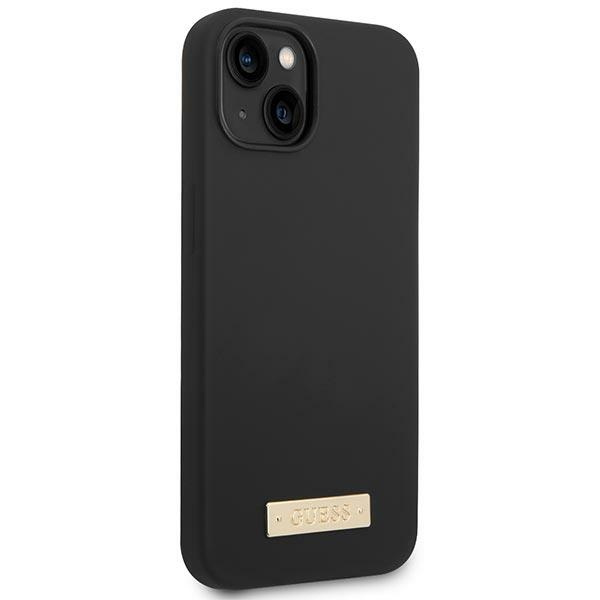 Guess GUHMP14MSBPLK iPhone 14 Plus/ 15 Plus 6.7" czarny/black hard case Silicone Logo Plate MagSafe