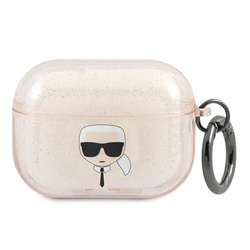 KARL LAGERFELD KLAPUKHGD AIRPODS PRO COVER ZŁOTY/GOLD GLITTER KARL`S HEAD