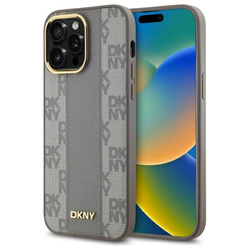 DKNY DKHMP14XPCPVSLE iPhone 14 Pro Max6.7" beżowy/beige hardcase Leather Checkered Mono Pattern MagSafe