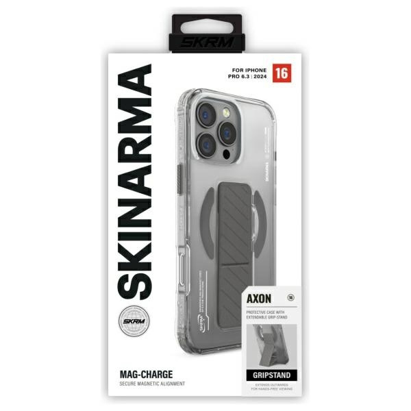 Skinarma etui Axon iPhone 16 Pro 6.3"     Magnetic Charging + Grip Stand titanium