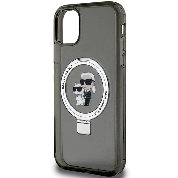 Etui Karl Lagerfeld Ring Stand Karl&Choupettte MagSafe na iPhone 11 / Xr - czarne