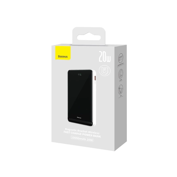 Baseus Magnetic Bracket powerbank z bezprzewodowym ładowaniem MagSafe 10000mAh 20W Overseas Edition biały (PPCX000202) + kabel USB Typ C Baseus Xiaobai Series 60W 0,5m