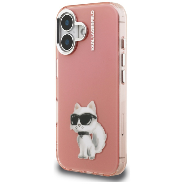 Etui Karl Lagerfeld IML Aquarelle        Choupette & Logo do iPhone 16 różowy