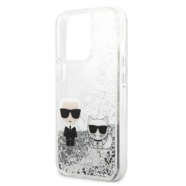 KARL LAGERFELD KLHCP13XGKCS 13 PRO MAX 6.7 "SREBRRY/SILVER HARDCASE LIQUID GLITTER KARL & CHUPETTE