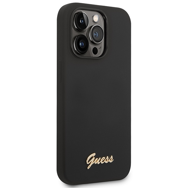 Guess GUHCP14XSLSMK iPhone 14 Pro Max6,7" czarny/black hard case Silicone Vintage Gold Logo