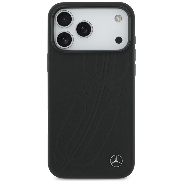 Etui Mercedes Leather Large Laurel Leave MagSafe do iPhone 17 Pro Max czarny