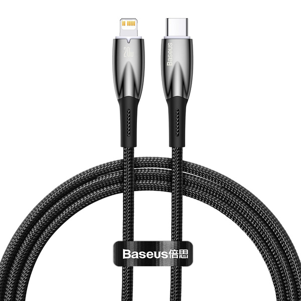 BASEUS GLIMMER SERIES FAST CHARGING CABLE USB-C - LIGHTNING 480MB/S PD 20W 1M BLACK