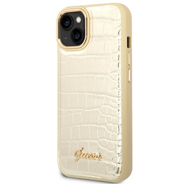 Guess GUHCP14MHGCRHD iPhone 14 Plus/ 15 Plus 6.7" złoty/gold hardcase Croco Collection