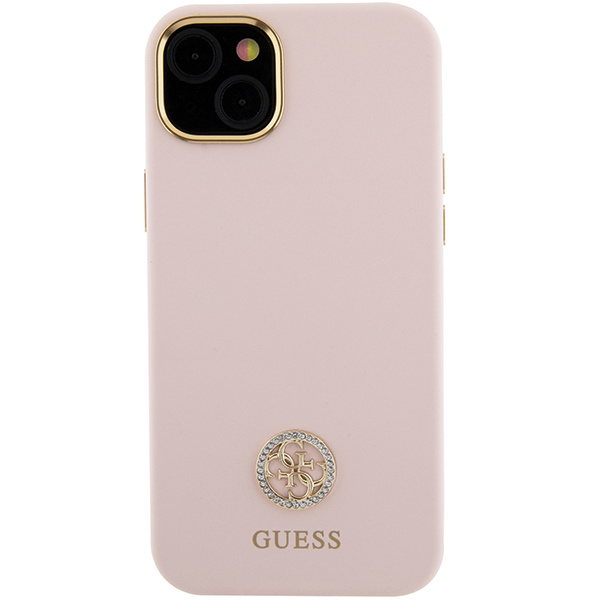 Guess GUHCP15SM4DGPP iPhone 15 / 14 / 13 6.1" jasnoróżowy/pink hardcase Silicone Logo Strass 4G